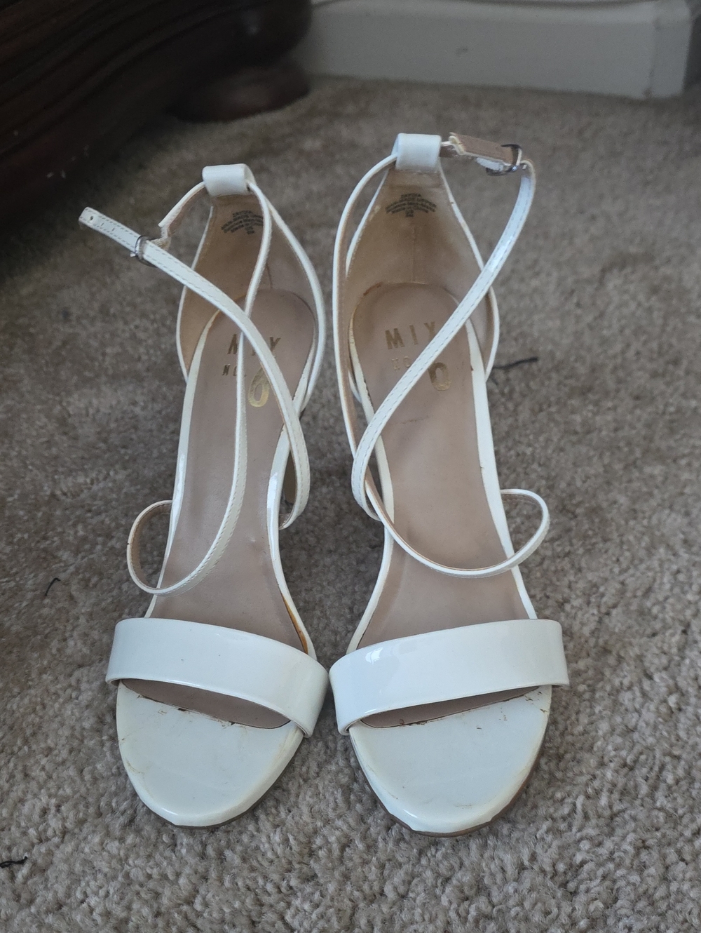 Mix No. 6 White Patent Strappy Open-Toe Heels